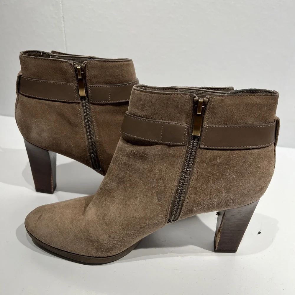 Franco‎ Sarto Suede Boots with Ankle Buckle Detail - Idrina Desert Brown 9.5